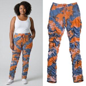 NWT Shane Justin Tie Dye Ruched Legs 100% Cotton Women’s Sweatpants 2XL